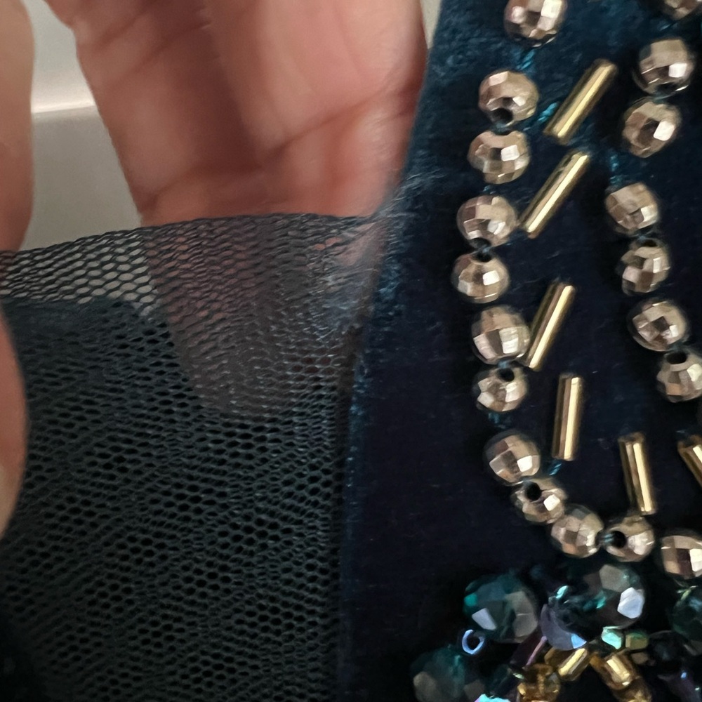 Betsy & Adam Navy Teal Backless Dress - Picture 4 of 6